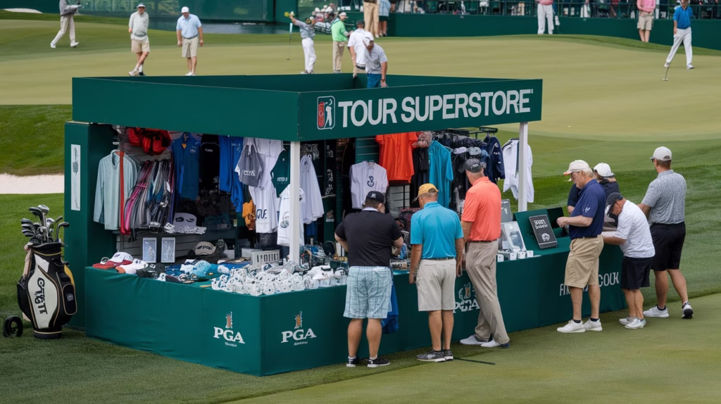 Fans exploring golf gear at PGA Tour Superstore at Detroit Golf Club