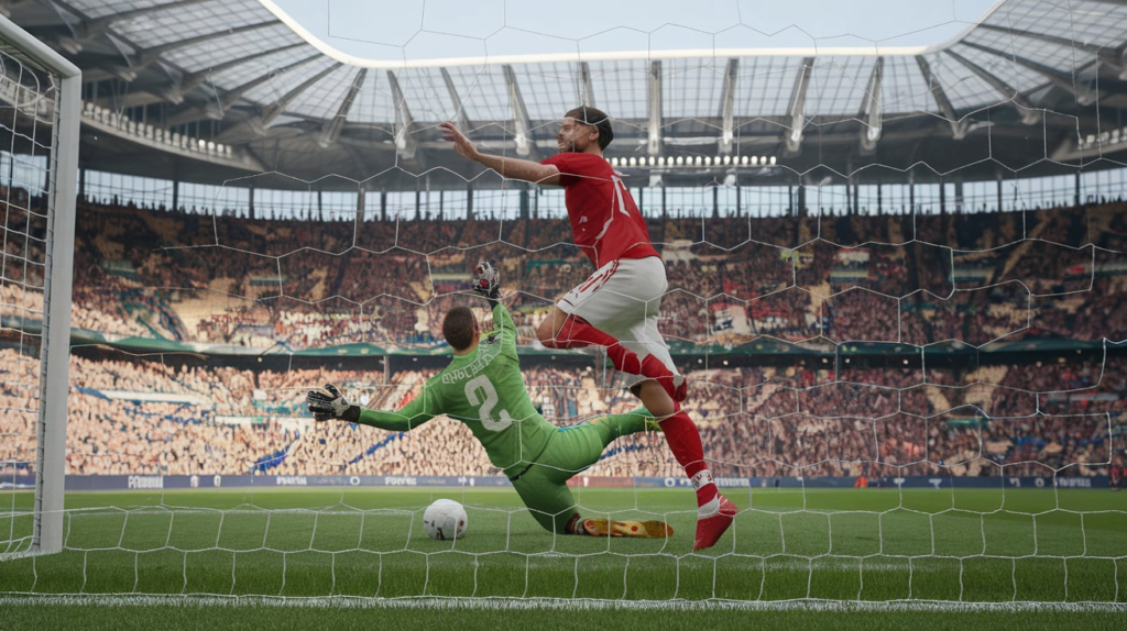 García celebrates his late goal against Salzburg.