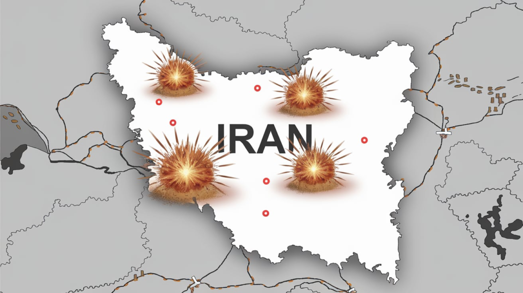 Geographic location of targeted nuclear facilities in Iran