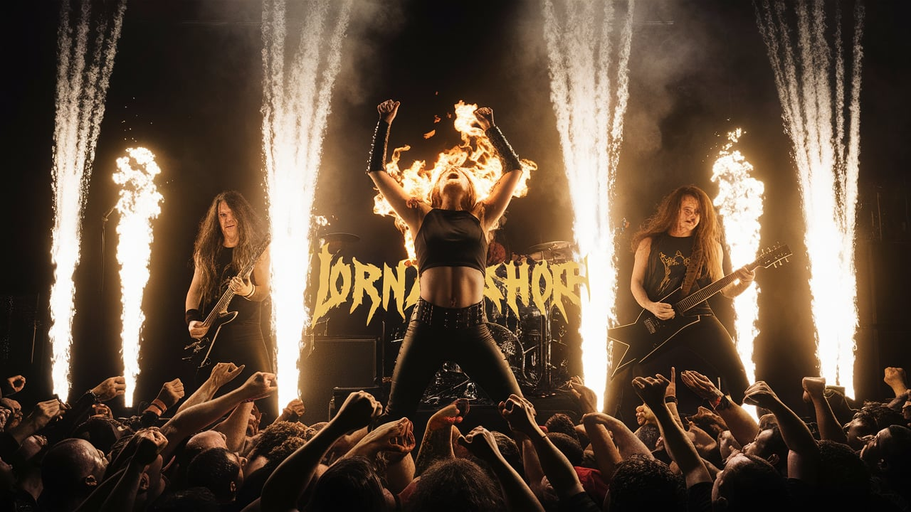 Lorna Shore perform live with pyrotechnics and a wild metal crowd