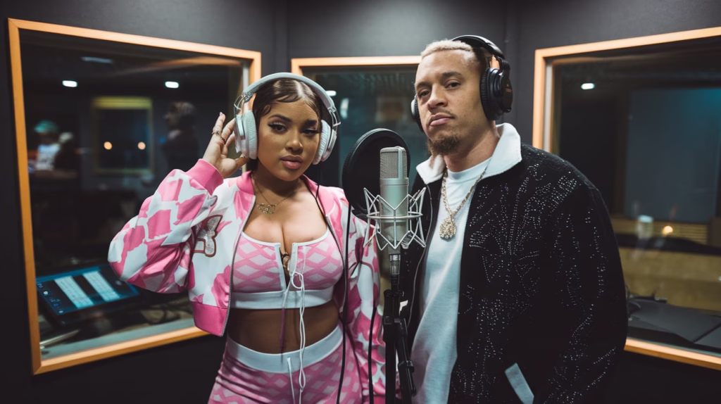 Saweetie and Santa Fe Klan recording Locos in studio