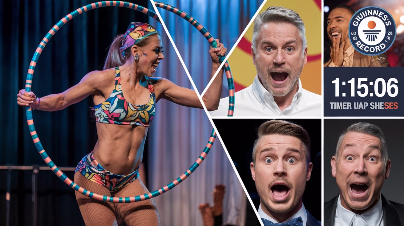 Andrea breaks world record on AGT by hula-hooping backstage for 1 hour and 15 minutes.