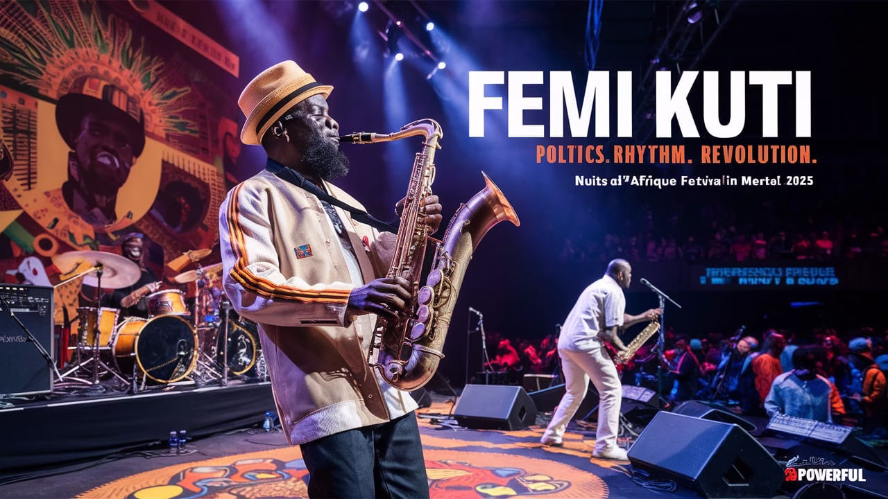 “Femi Kuti & The Positive Force performing live at Nuits d’Afrique Festival in Montréal, July 18, 2025”
