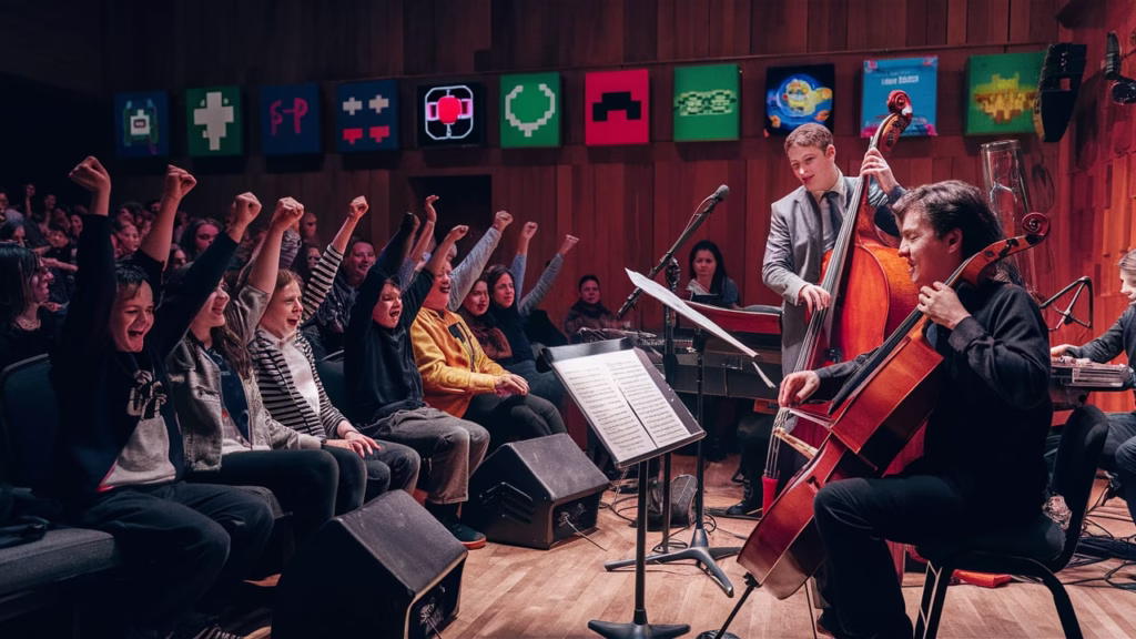 Video Game Music Concerts Are Redefining Live Entertainment — Watch How 4 Jazz-orchestra-performing-famous-video-game-music-live-to-cheering-fans-in-a-concert-hall.webp