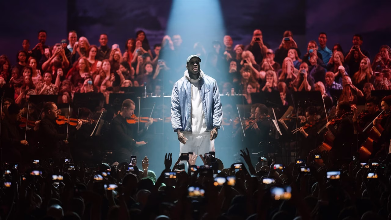 Nas live at Chastain Park with full orchestra during his 2025 Atlanta concert performance