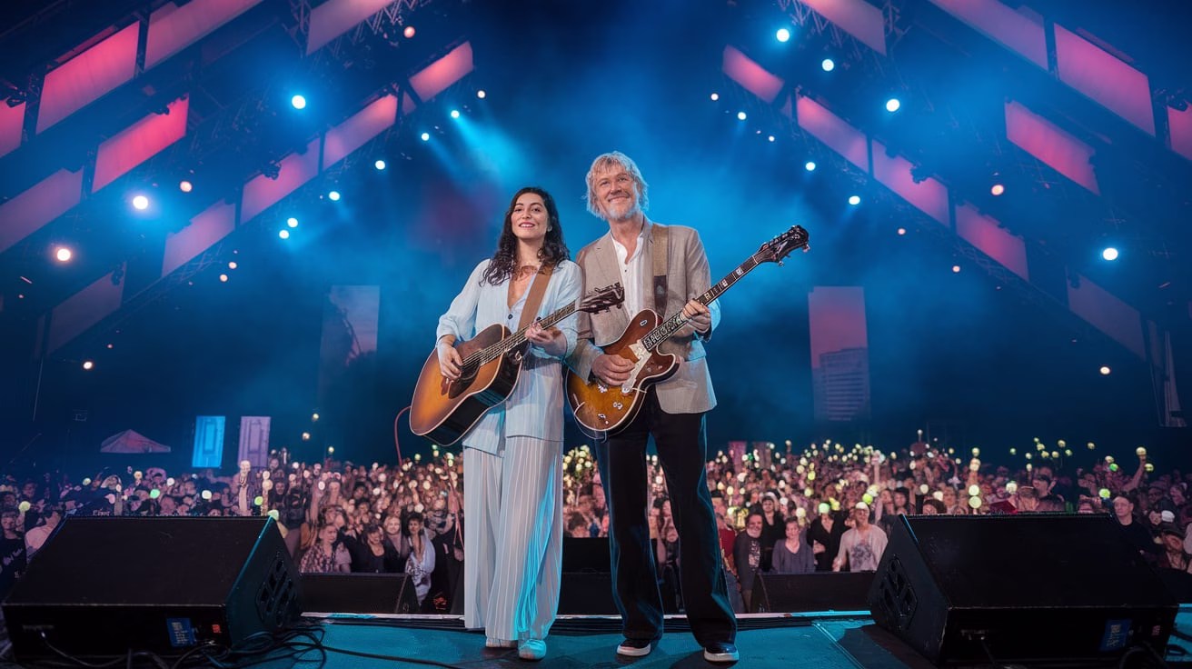 Olivia Rodrigo and Robert Smith perform “Just Like Heaven” at Glastonbury 2025.