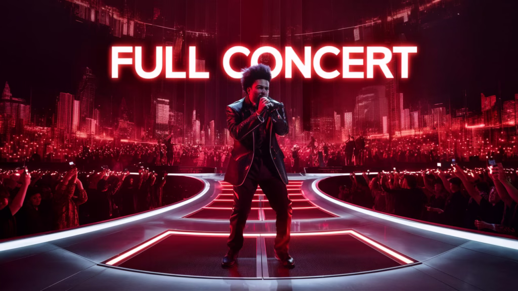 The Weeknd performing live at Levi’s Stadium during the After Hours Til Dawn Tour 2025 with full stadium visuals and crowd engagement.
