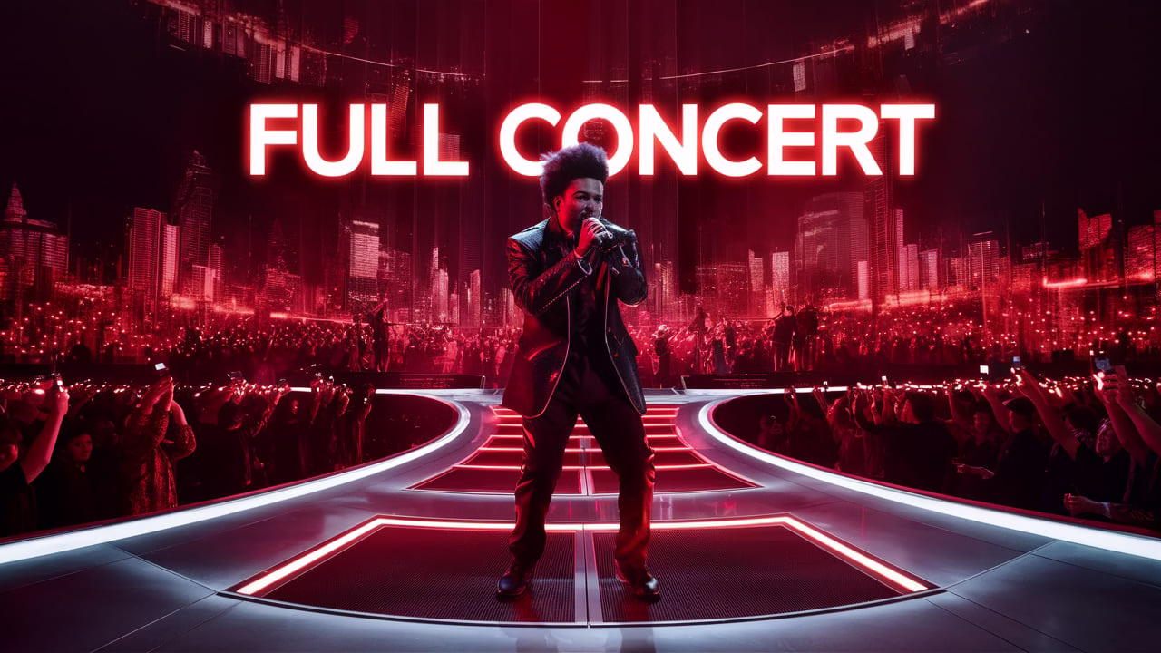 The Weeknd performing live at Levi’s Stadium during the After Hours Til Dawn Tour 2025 with full stadium visuals and crowd engagement.