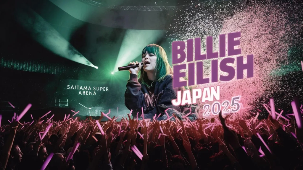 Billie Eilish performing live at Saitama Super Arena Japan during the Hit Me Hard and Soft Tour 2025.