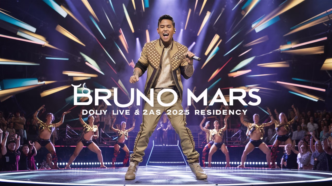 Bruno Mars performing on stage at Dolby Live during 2025 Las Vegas residency